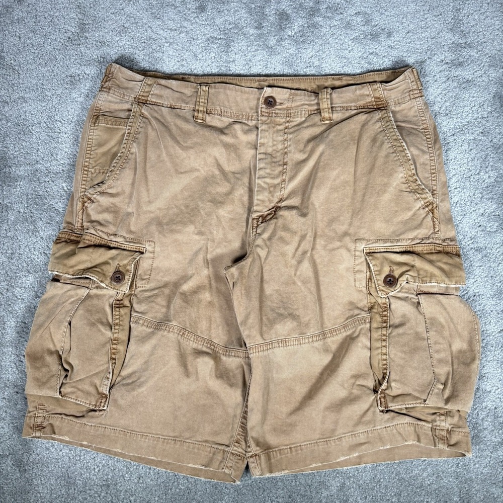 American Eagle Cargo Shorts Mens 38 Tan Flex Longer Length Baggy Heavy Skater